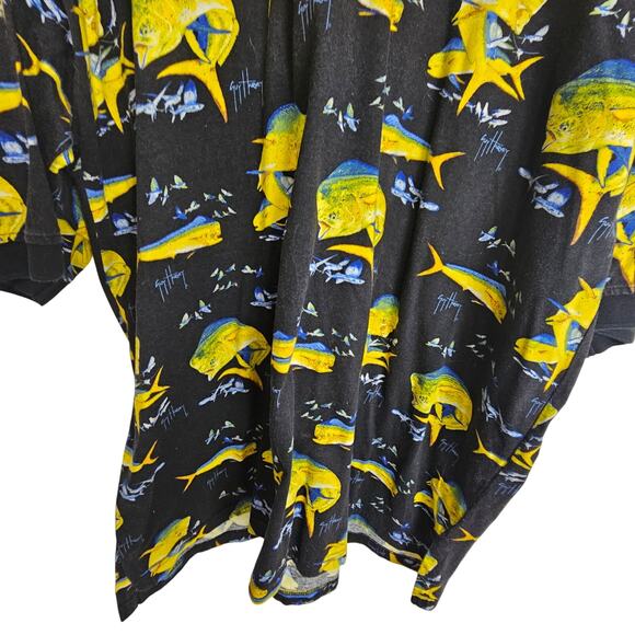 Guy Harvey by AFCO Bluewater Black Fish Print Short Sleeve Polo Shirt Men XL - Picture 3 of 8